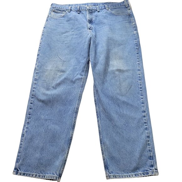 Carhartt 44x32 Relaxed Fit Light Wash 100% Cotton Blue Denim Jeans - Picture 1 of 8